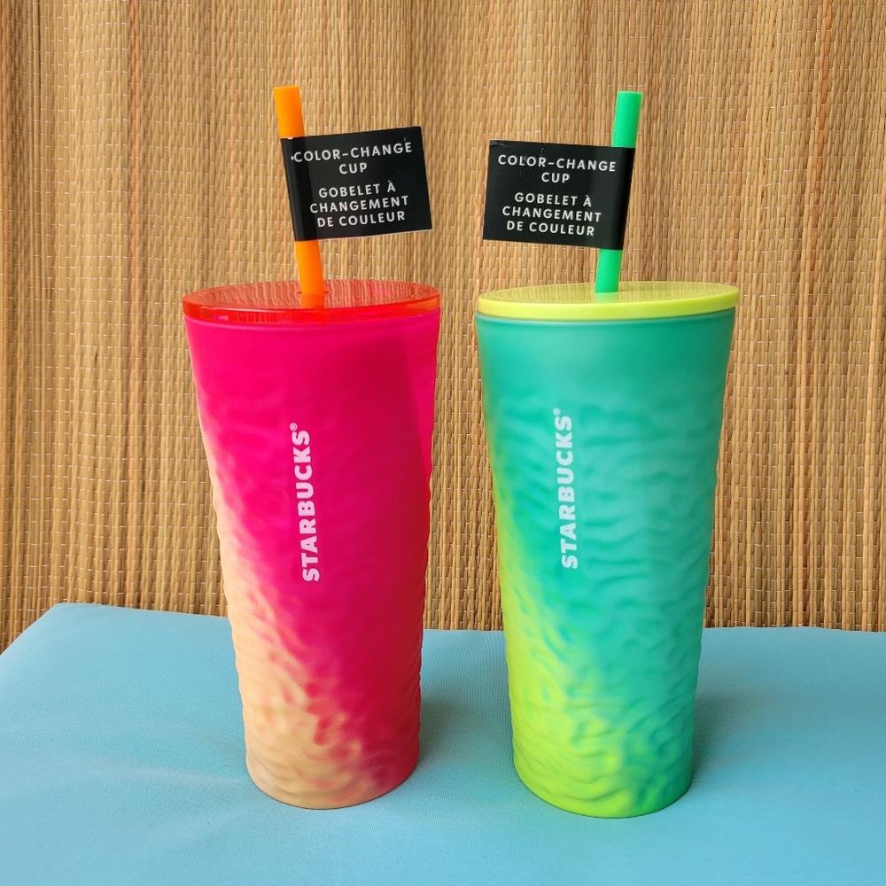 2 STARBUCKS COLOR CHANGING TUMBLERS